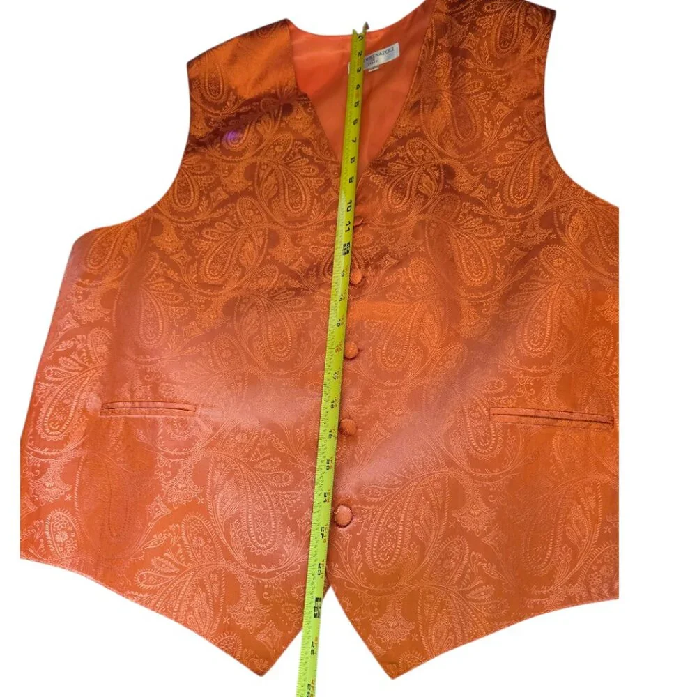 VESUVIO NAPOLI Men's Paisley Design Dress Vest Burnt Orange sz L
